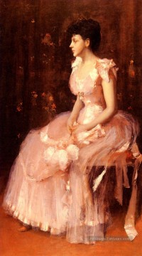  Chase Tableaux - Portrait d’une dame en rose William Merritt Chase